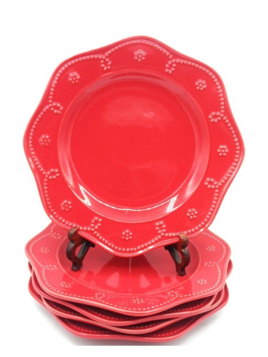Food Network Other - Food Network Fontinella Red Dinner Plate Set of 5 Pattern Code: FOWFONTR